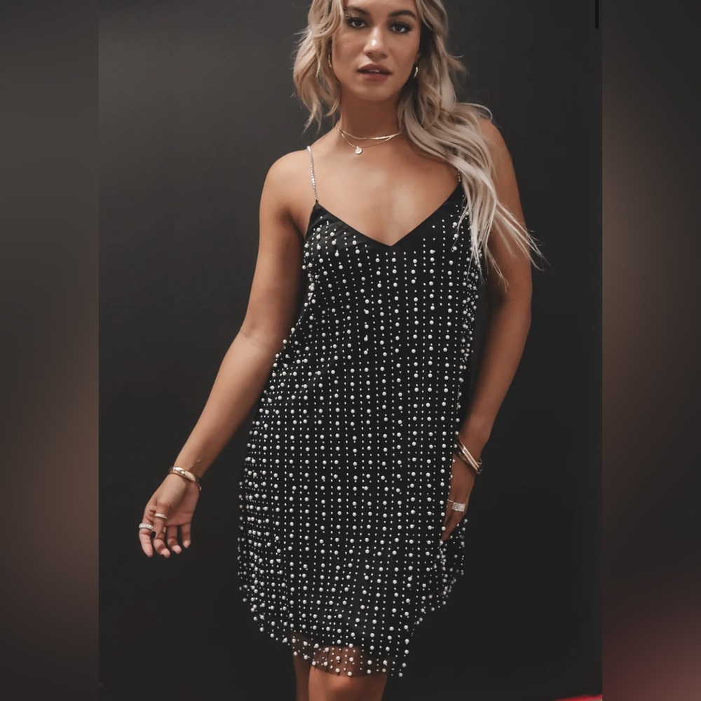 AMAZING LACE BLING IS MY MIDDLE NAME BLACK PEARL DRESS SIZE M